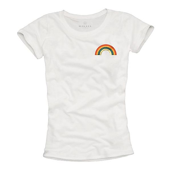 MAKAYA Print-Shirt mit Regenbogen Damen Vintage Regenbogenfarben Rainbow To günstig online kaufen