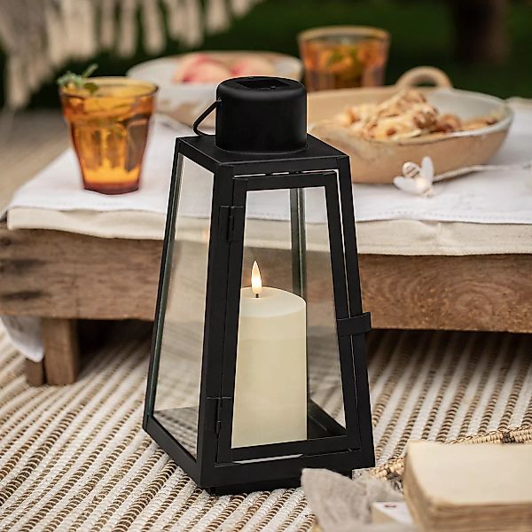 Mittelgroße Palma Solar Laterne schwarz mit TruGlow® Outdoor Kerze günstig online kaufen