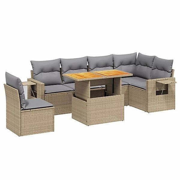 vidaXL 7-tlg Garten-Sofagarnitur mit Kissen Beige Poly Rattan Modell 325 günstig online kaufen