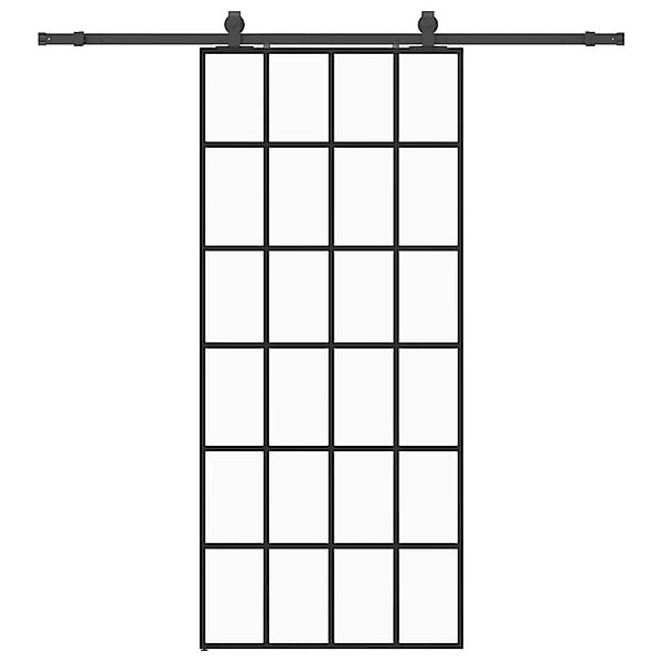 vidaXL Schiebetür mit Beschlag Schwarz 90x205 cm ESG-Glas 3375854 günstig online kaufen