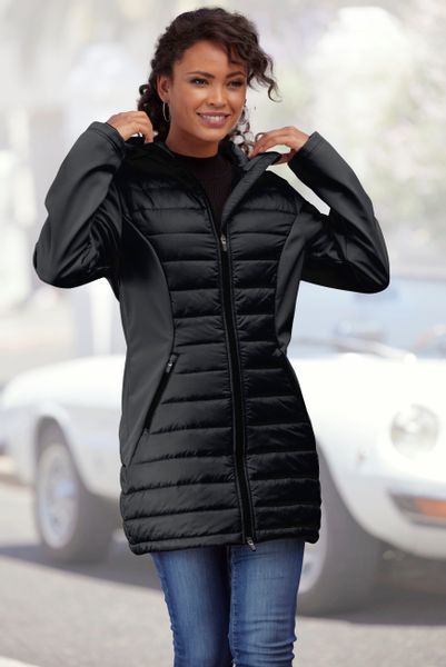 Vivance active Steppjacke mit Kapuze mit Ärmeln und Einsätzen aus Softshell günstig online kaufen