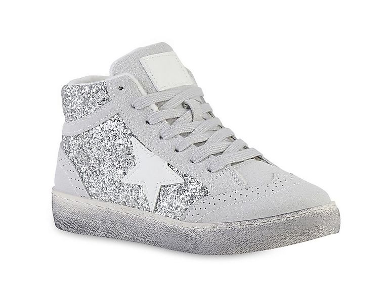 VAN HILL 841577 Sneaker Damen Sneaker High Schnürer Glitzer Freizeit Schnür günstig online kaufen