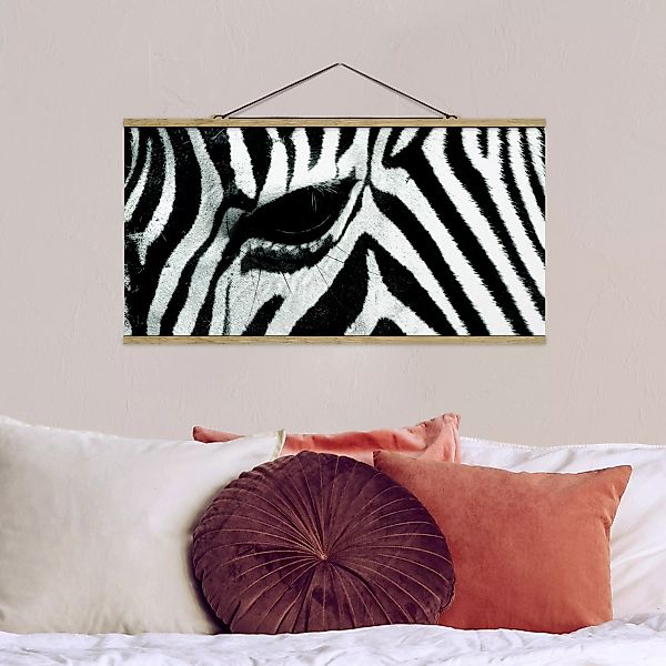 Stoffbild Tiere mit Posterleisten - Querformat Zebra Crossing günstig online kaufen