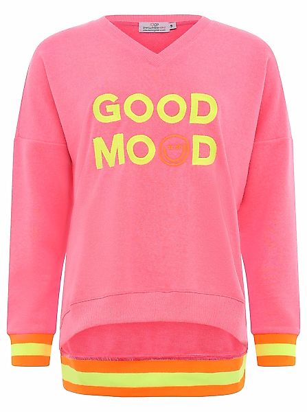 Zwillingsherz Sweatshirt "Dana", mit "Good Mood"-Schriftzug und neonfarbene günstig online kaufen