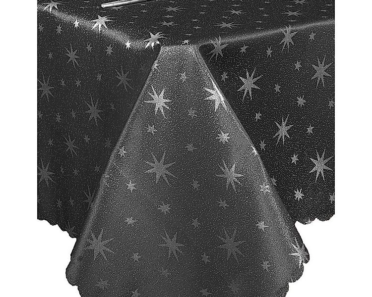 Tischläufer Glitzer Sterne Tischdecke Grau Silber 90x90 Mitteldecke Weihnac günstig online kaufen