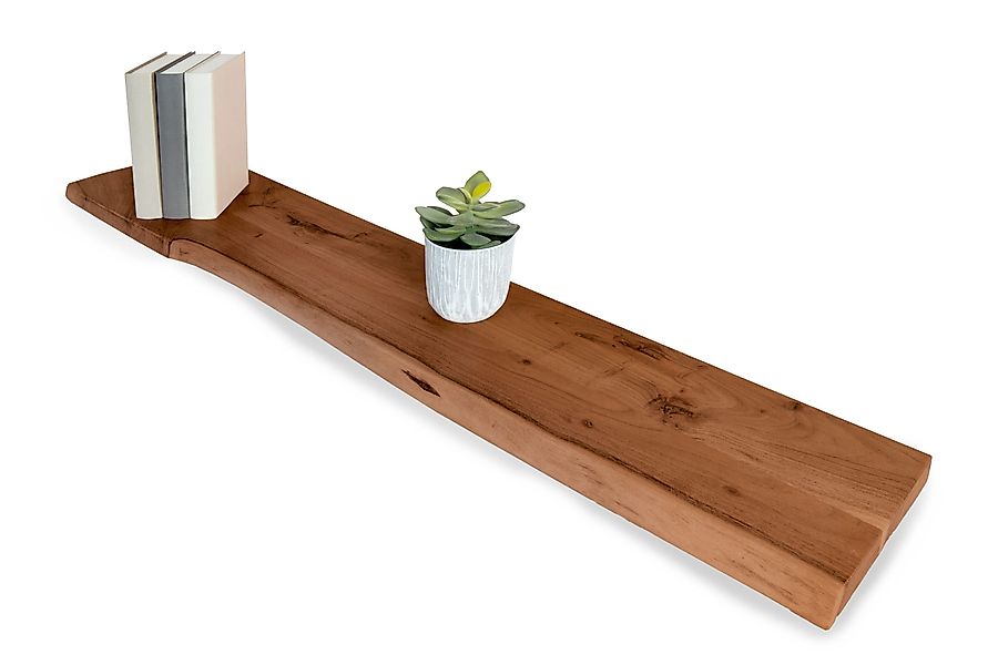 Trelevo® Wandregal Amanda, Akazienholz, Baumkante, Steckboard, günstig online kaufen