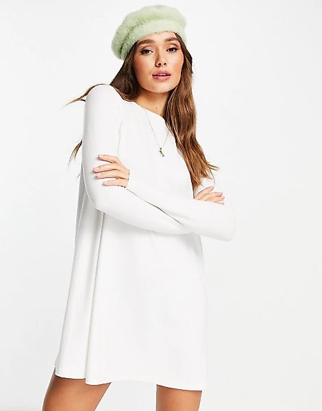 ASOS DESIGN – Superweiches, langärmliges, ausgestelltes Minikleid in Winter günstig online kaufen