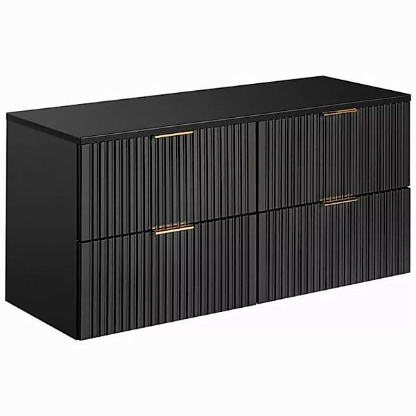 Lomadox Waschbeckenschrank ADELAIDE-56-BLACK schwarz mit gerillter Front 12 günstig online kaufen