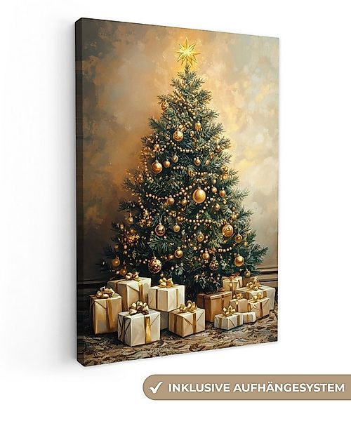 OneMillionCanvasses® Leinwandbild Weihnachtsbaum - Geschenke - Gold, Fotodr günstig online kaufen