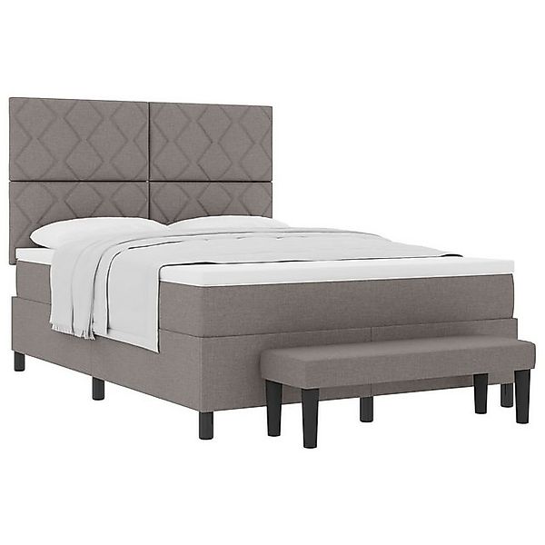vidaXL Bett Boxspringbett mit Matratze & Bank Taupe 160x200 cm Stoff (2-tlg günstig online kaufen