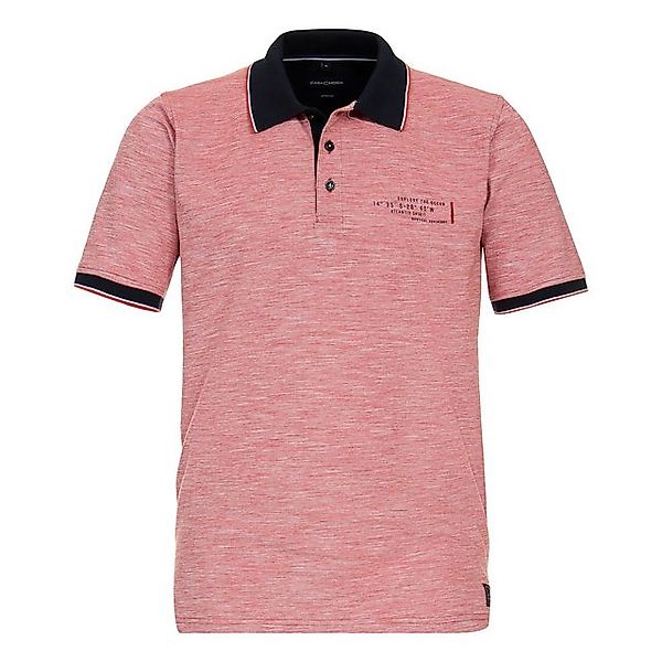 CASAMODA Poloshirt Große Größen Stretch-Poloshirt rot melange Mini-Print Ca günstig online kaufen