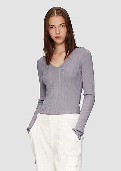 QS Longpullover Strickpullover Gerippter Feinstrickpullover aus günstig online kaufen