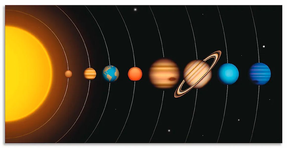 Artland Wandbild "Vector Sonnensystem mit Planeten" Sonnensystem 1 Stk. tlg günstig online kaufen