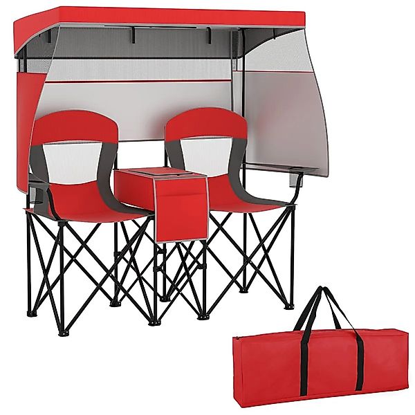 Costway Campingstuhl mit Sonnenschutz für 2 Personen Rot günstig online kaufen