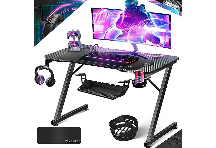 KESSER Gamingtisch, Gaming Schreibtisch mit Getränkehalter Ergonomischer Ga günstig online kaufen