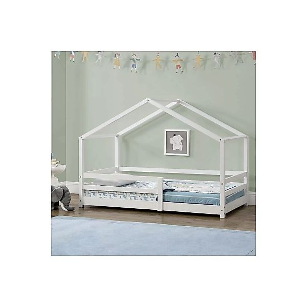 Kinderbett in Haus Optik KOLDING-100 Liegefläche 90x200 cm mit Gitterschutz günstig online kaufen