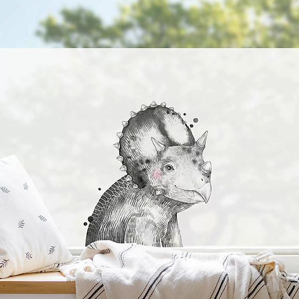 Fensterfolie Dino Zeichnung - Triceratops günstig online kaufen