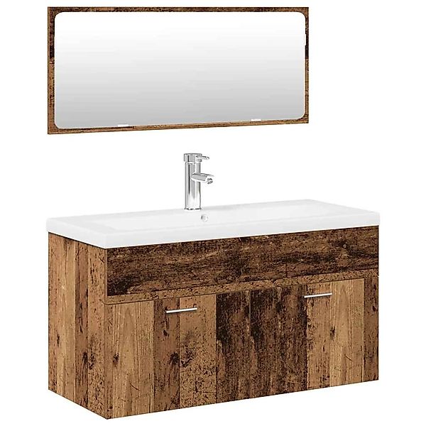 vidaXL 3-Tlg Badmöbel-Set Altholz-Optik Holzwerkstoff 3328911 günstig online kaufen