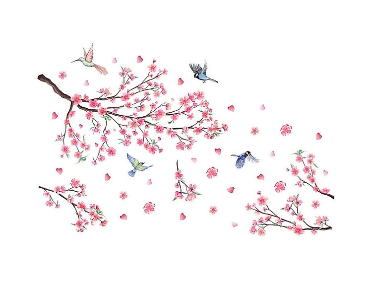 Coonoor Wandtattoo Hängende Rebe Blumen Wandaufkleber Blüten Blätter Vögel günstig online kaufen