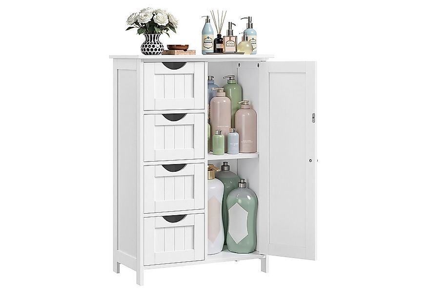 VASAGLE Badmöbel-Set Badezimmerschrank Badschrank Beistellschrank, mit 4 Sc günstig online kaufen