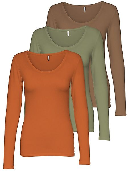 ONLY Langarmshirt Live Love NEW Longsleeve (3-tlg., 3er Pack) Figur betont, günstig online kaufen