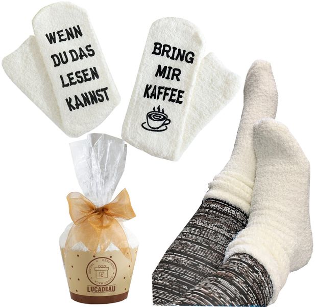 Lucadeau Kuschelsocken mit Spruch "bring mir günstig online kaufen
