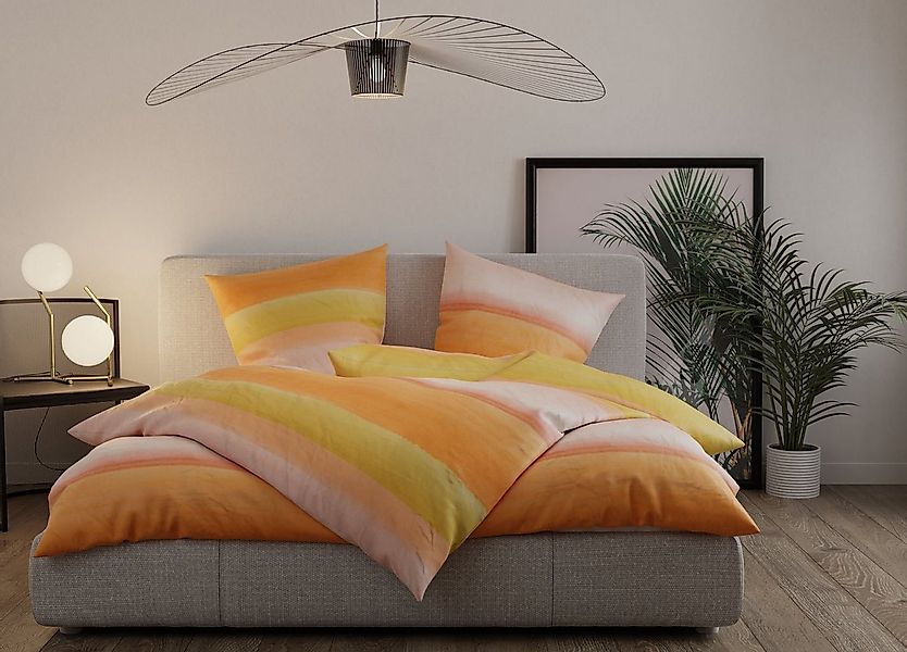 BETTWAESCHE-MIT-STIL Bettwäsche Mako Satin Bettwäsche Watercolor Stripes, M günstig online kaufen