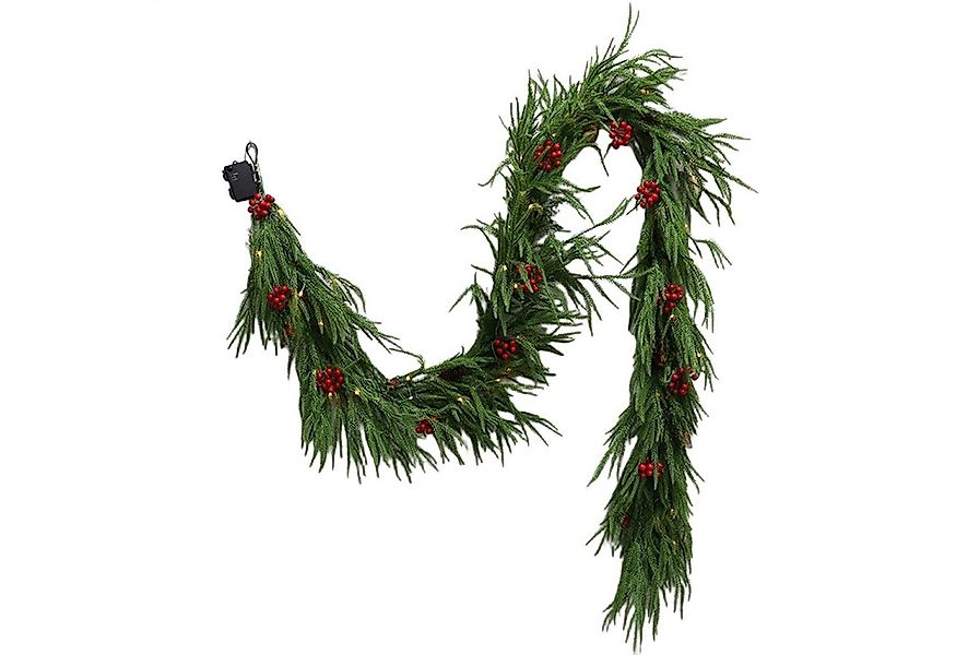 Kunstgirlande Weihnachtsgirlande mit Beleuchtung Innen Außen Grün Weihnacht günstig online kaufen