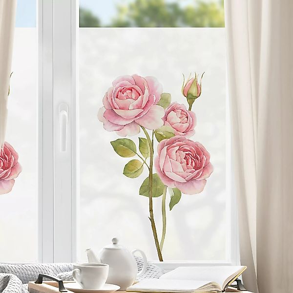 Fensterfolie Aquarell Drei Rosen günstig online kaufen