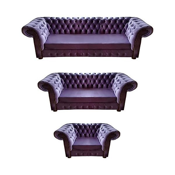 JVmoebel Chesterfield-Sofa Komplett Set 3tlg Wohnzimmer 2x Sofas Sessel Neu günstig online kaufen