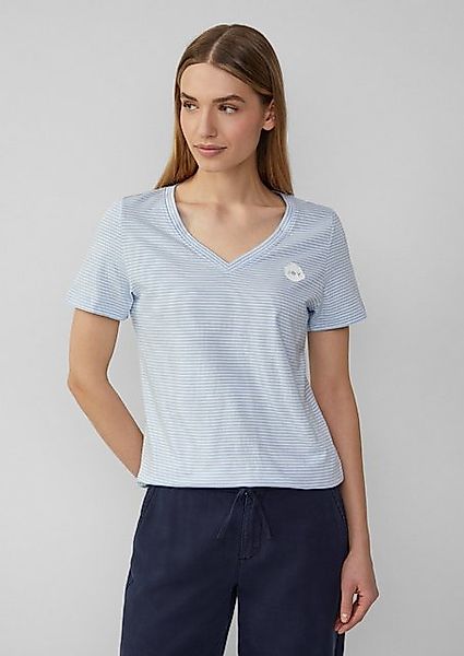 s.Oliver Shirttop T-Shirt mit V-Ausschnitt und Print-Detail günstig online kaufen