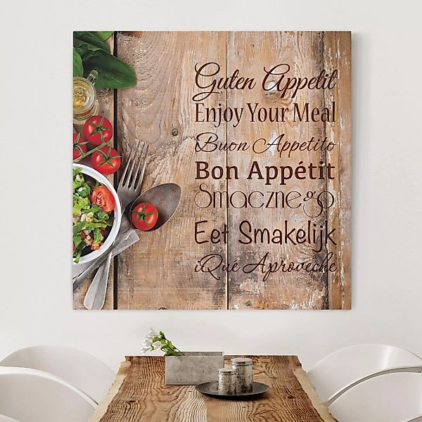 Leinwandbild - Quadrat Guten Appetit günstig online kaufen