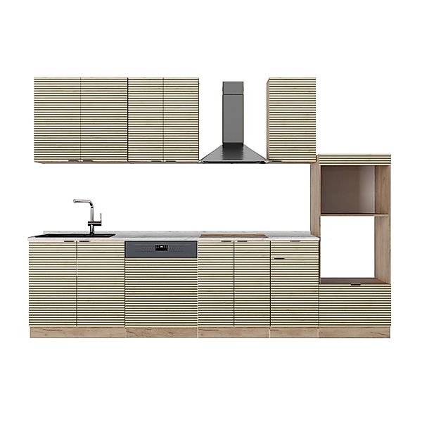 Vicco Fame-Line Küchenzeile Eiche Paneel/Goldkraft Eiche 300 cm mit Hochsch günstig online kaufen