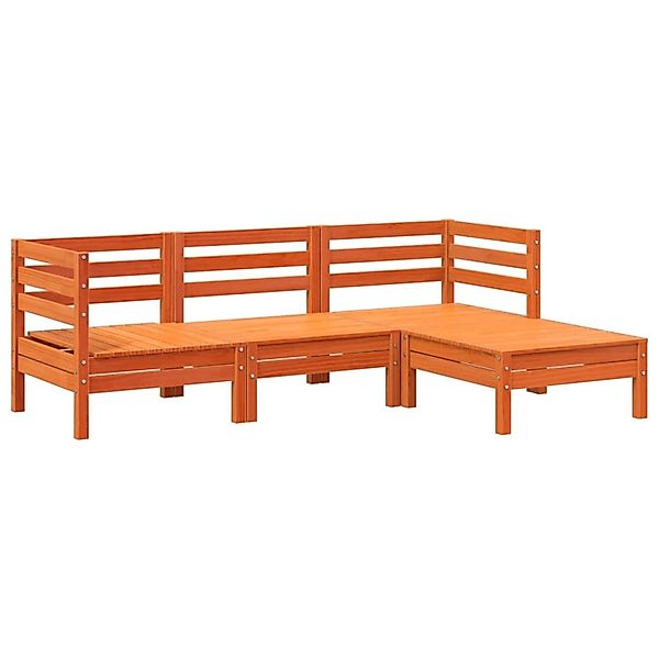 vidaXL Gartensofa 3-Sitzer mit Hocker Wachsbraun Massivholz Kiefer 838058 günstig online kaufen
