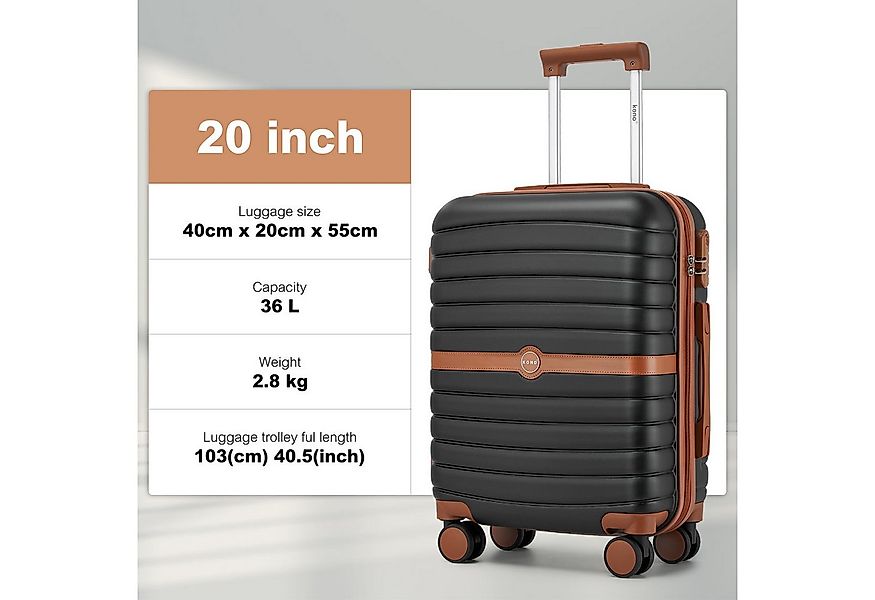 KONO Trolleyset ABS+PC Hartschalen-Trolley (55/66,5/76,5 cm) + Laptop-Rucks günstig online kaufen