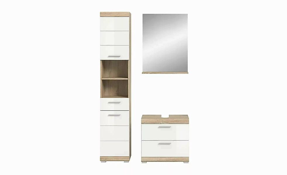 Badmöbel-Set SCHLOONSEE  3 teilig  bestehend aus: Hochschrank  Waschbeckenu günstig online kaufen