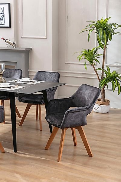 byLIVING Esszimmerstuhl "Klara", (Set), 2 St., Samtstoff Velvet, 2er-Set, g günstig online kaufen