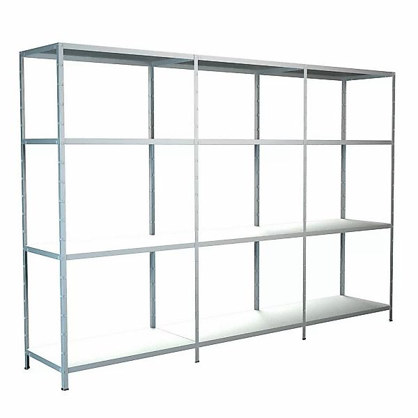 Schulte Steck-Grund- und 2 x Anbauregale 180 cm x 340 cm x 35 cm Weiß günstig online kaufen