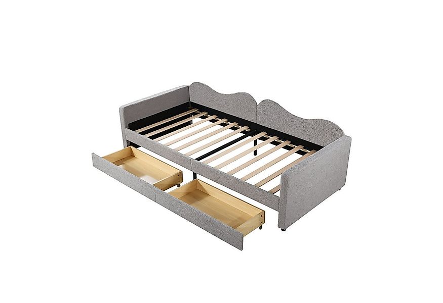 SOFTWEARY Schlafsofa mit Bettfunktion, 90x200 cm, Sofa mit 2 Schubladen, Ei günstig online kaufen