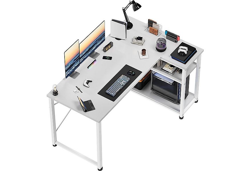 HOMALL Eckschreibtisch 100/120L Form mit Ablagefächern, 2 Tier DIY Lagerreg günstig online kaufen