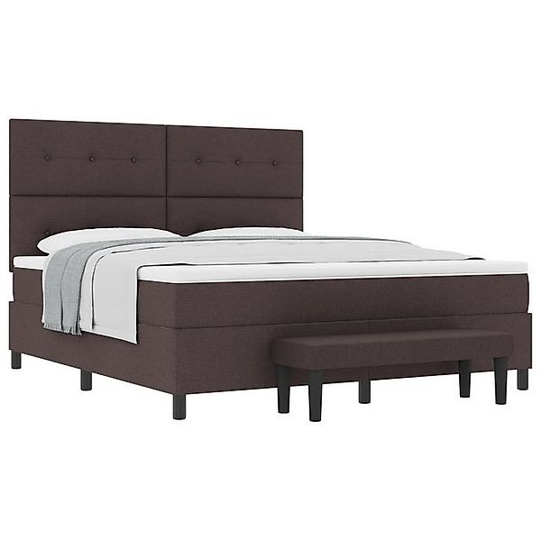 vidaXL Bett Boxspringbett mit Matratze & Bank Dunkelbraun 180x200 cm Stoff günstig online kaufen