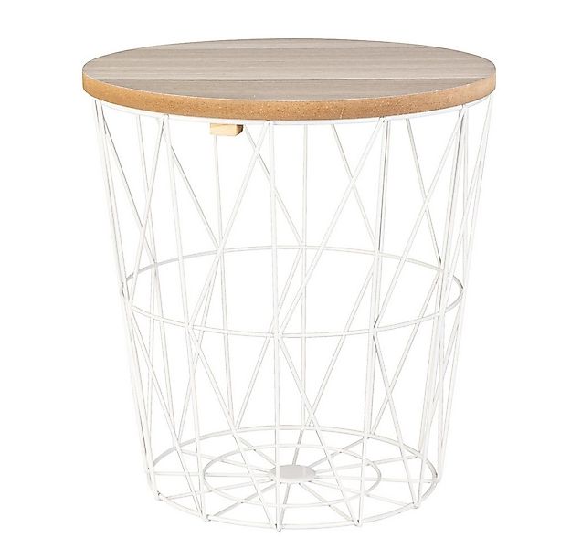 MICA Dekokorb Beistelltisch weiß/braun - ca. 34 x 36 cm günstig online kaufen