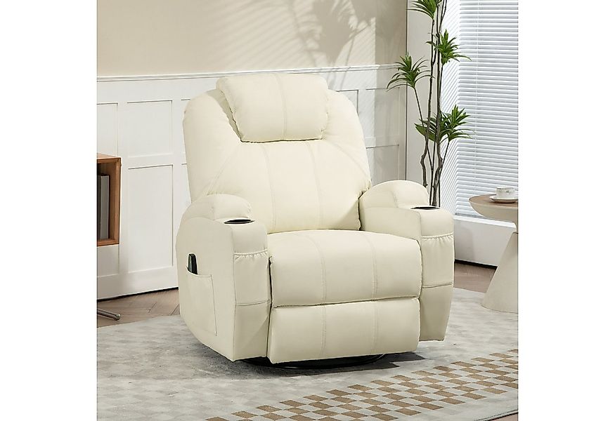 HOMCOM Massagesessel mit Fernbedienung, Drehbarer Fernsehsessel mit Liegefu günstig online kaufen