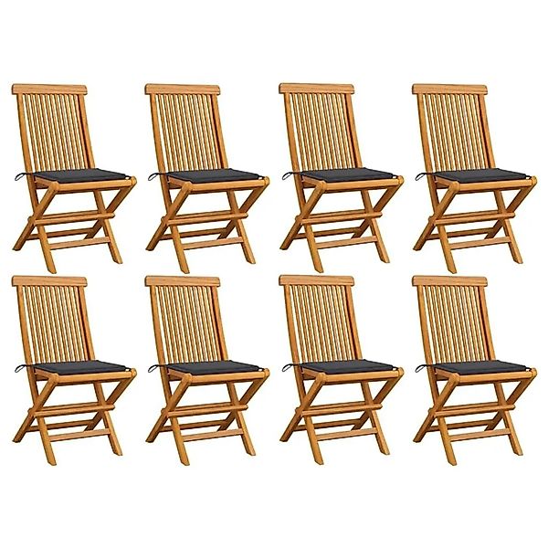 vidaXL Gartenstühle mit Anthrazit Kissen 8 Stk Massivholz Teak 3072917 günstig online kaufen
