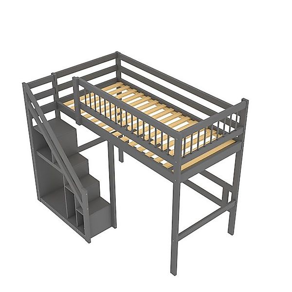 HAUSS SPOLE Kinderbett 90x 200 cm Massivholzbett, Treppe mit Aufbewahrungss günstig online kaufen