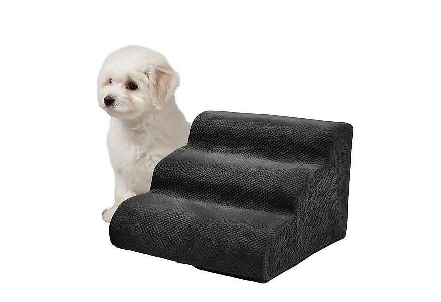 relaxdays Haustiertreppe Hundetreppe mit 3 Stufen, schwarz günstig online kaufen