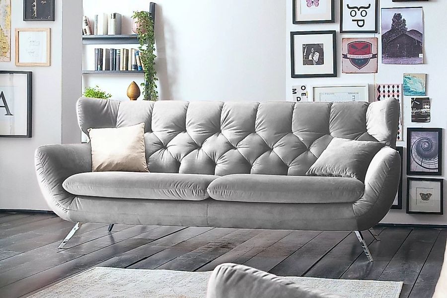 KAWOLA Sofa CHARME Velvet silber günstig online kaufen