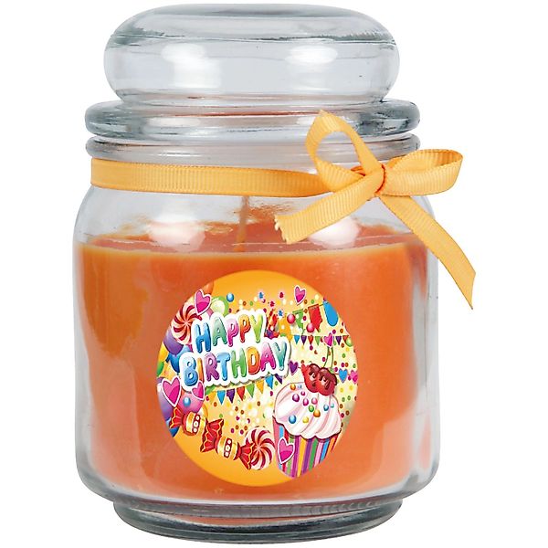 HS Candle Duftkerze & Glas Geburtstag Honigmelone Orange günstig online kaufen