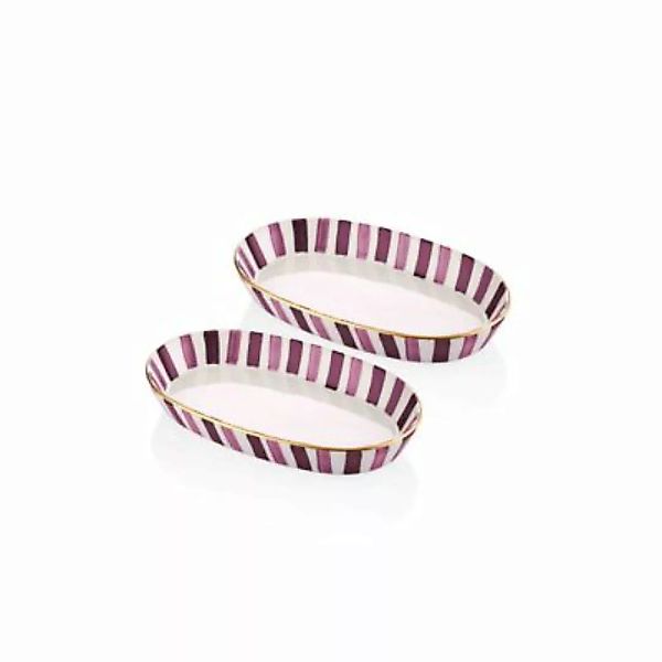 THE MIA Fez ovaler Servierteller 2-tlg. Set 15 x 25 x 4 cm violett günstig online kaufen