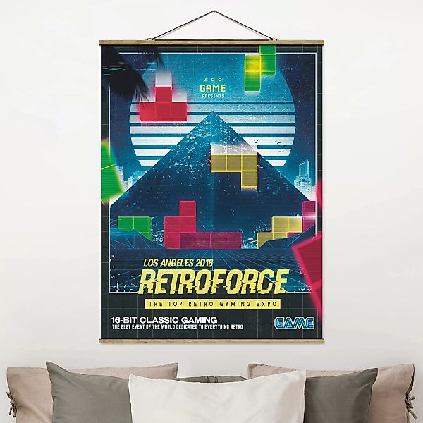 Stoffbild mit Posterleisten Retro Gaming Klassiker günstig online kaufen